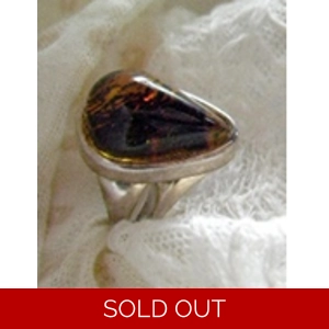 Amber & 925 Sterling Ring